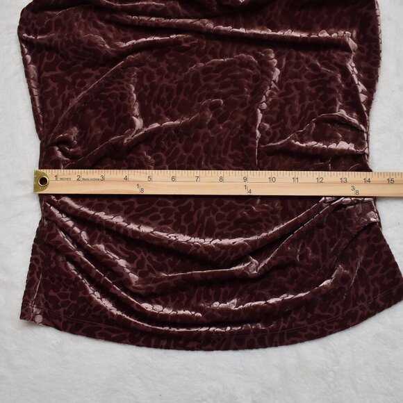 NY & Co Burnout Velvet Top Sz S Draped Ruched Whimsigoth Holiday Boho Party - Picture 13 of 15